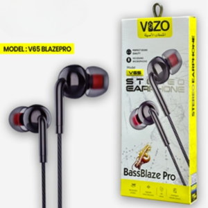 V65 Blaze Pro Wired Stereo Earphones | Best Quality Hand Free | Hands-Free For Mobile Phone | Headphone - Earphones