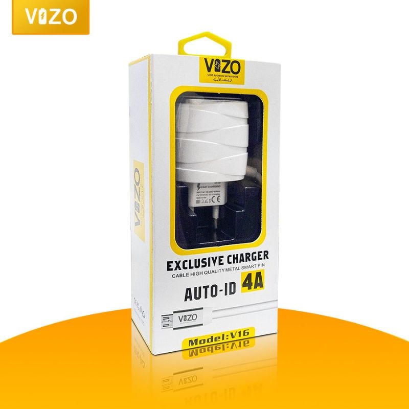 Vizo V16-Type-C 4A Smart Fast Charger (3 USB Ports + Built-in Type-C Cable) - Image 2
