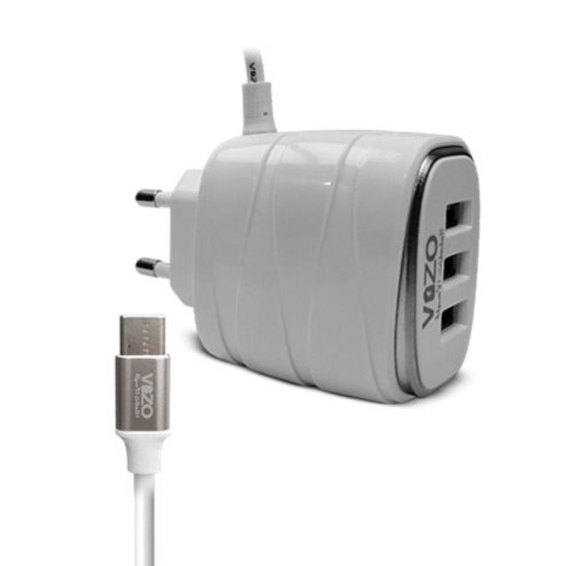Vizo V16-Type-C 4A Smart Fast Charger (3 USB Ports + Built-in Type-C Cable) - Image 3