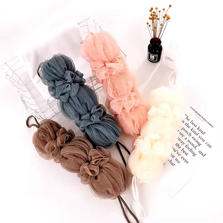 Premium Exfoliating Loofah Sponge Long Handle Shower Pouf for Body & Back Scrubbing (Random Color)) - Image 2