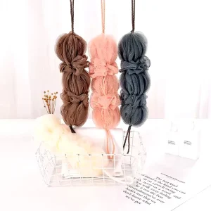 Premium Exfoliating Loofah Sponge Long Handle Shower Pouf for Body & Back Scrubbing (Random Color))