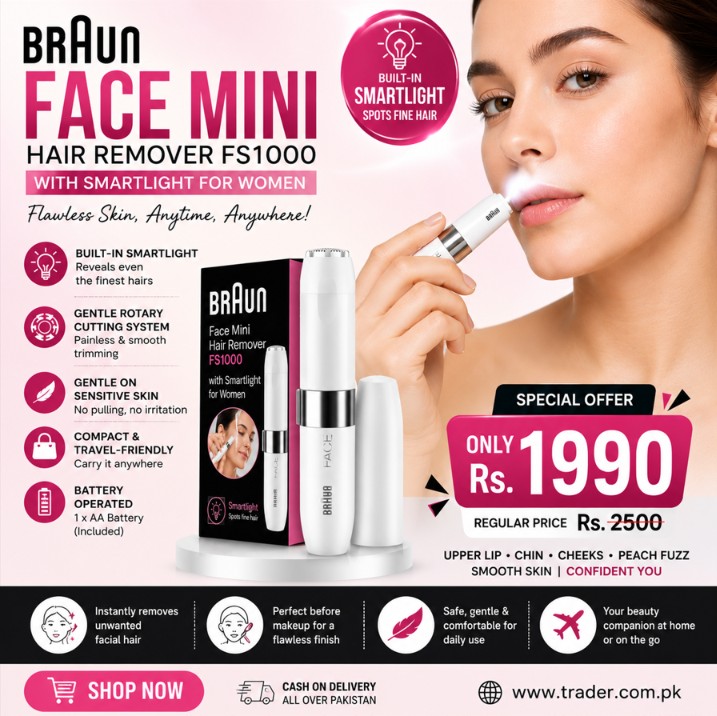 Braun Face Mini Hair Remover FS1000 with Smartlight – Electric Facial Hair Remover for Women - Image 6