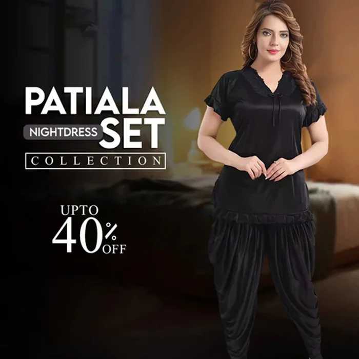 Women's Patiala Style 2-Piece Satin Night Suit - Image 5