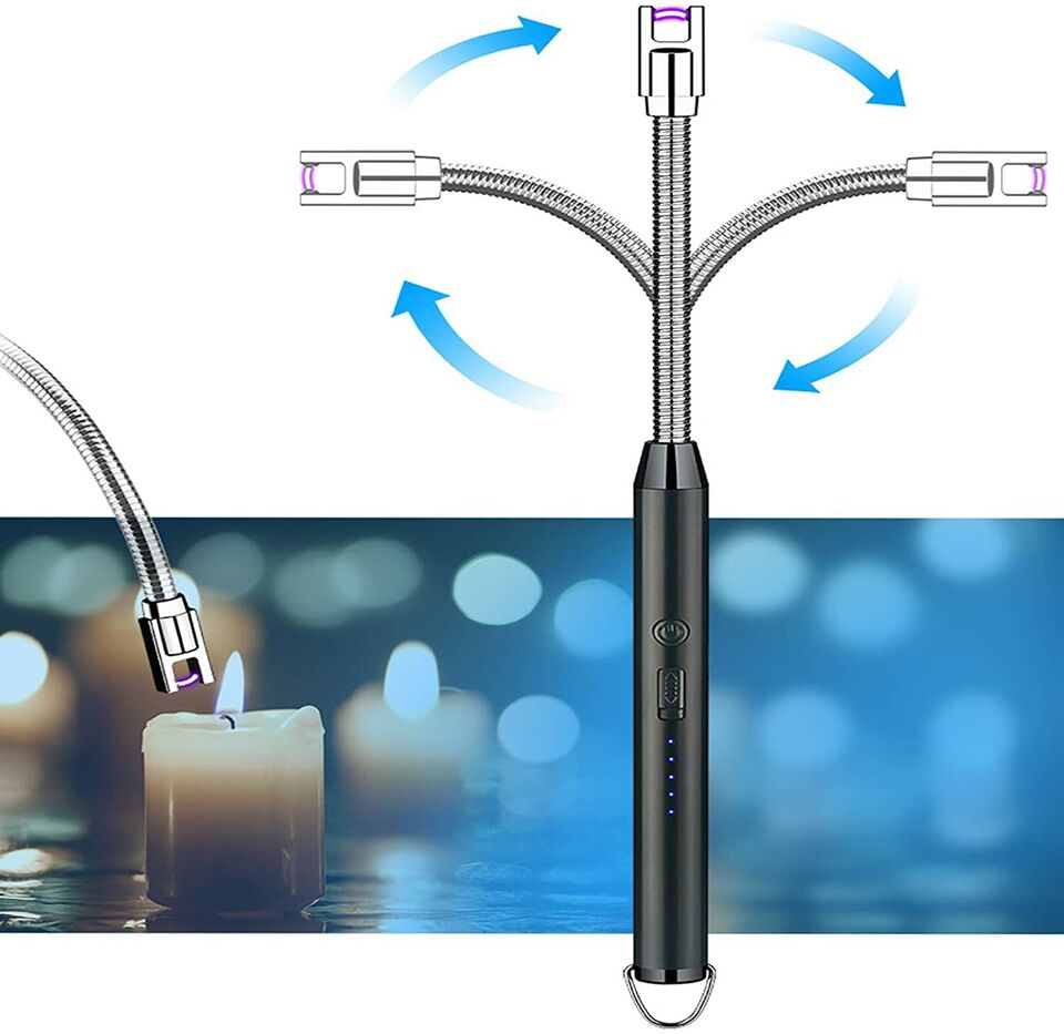 Arc Lighter With Usb Charging,flameless Windproof,led Battery Display,safety Switch,rotate 360 Degrees,for Aromatherapy (random Colors) - Image 2