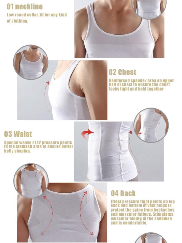 Slim n Fit Body Shaper Vest Shirt - Tank Top Sleeveless Shapewear For Men - Image 3