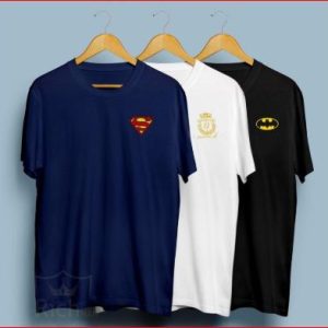 Premium Cotton Jersey Graphic T-Shirts Pack of 3 for Men – Navy White Black
