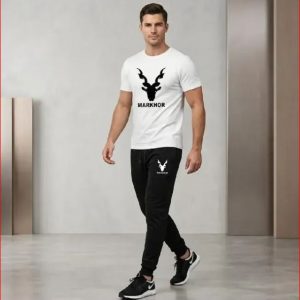 Men Dri Fit Printed Track Suit White