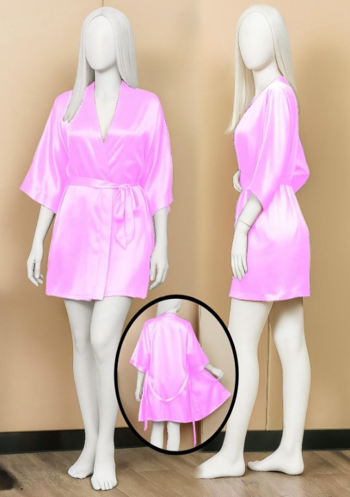 Satin Gown/Robe Short Length with Waist Tie (DC-1001) - Image 4