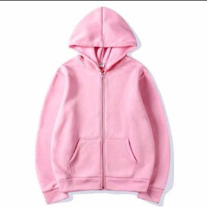 Plain White Zipper Fleece Hoodie for Women & Girls – Premium Winter Hooded Sweatshirt with Drawstring & Pocket | Stylish Casual Hoodie