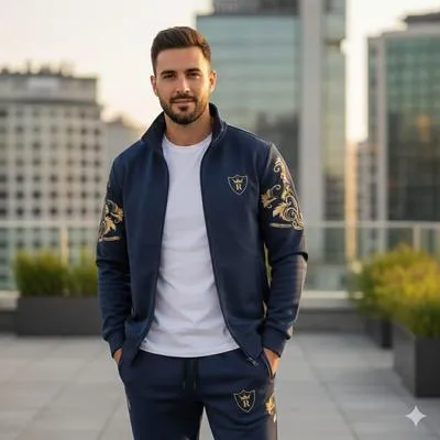 Navy Gold Fleece Track Suit for Men – Winter Slim Fit Warm & Comfortable Casual Tracksuit - Image 2