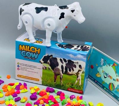 Electric Milk Cow Toy for Kids 1-10 Years Black White | Battery Operated Walking Cow Toy with Sound & Movement