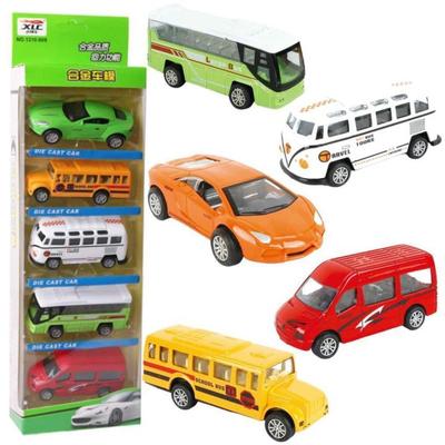 5-Piece Die Cast Metal Car & Bus Set for Kids | Multicolor Mini Toy Vehicles | Durable Pull Back Cars | Educational Gift for Boys & Girls