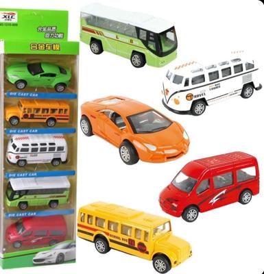 5-Piece Die Cast Metal Car & Bus Set for Kids | Multicolor Mini Toy Vehicles | Durable Pull Back Cars | Educational Gift for Boys & Girls - Image 3