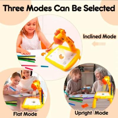 LED Projection Drawing Board for Kids 3-in-1 Creative Learning Toy with Projector – Yellow - Image 3