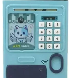 Blue ATM Money Box for Kids with Password Protection – Electronic Cash Saving Bank | Coin & Note Saving Toy