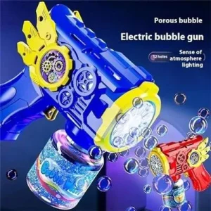 Kids Bubble Gun with LED Light & 100ML Bubble Solution – Automatic Bubble Blaster Toy for Boys & Girls | USB Bubble Machine
