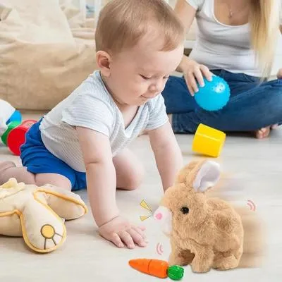 Multicolor Plush Rabbit Toy for Kids | Soft Bunny Stuffed Animal with Jumping, Sound & Ear Shaking | Interactive Rabbit Toy for Boys & Girls - Image 5