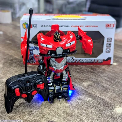 Autobots 1:18 Scale RC Transformer Car One-Key Deform Robot with LED Lights Remote Control Red Toy for Kids - Image 2
