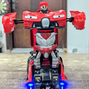 Autobots 1:18 Scale RC Transformer Car One-Key Deform Robot with LED Lights Remote Control Red Toy for Kids