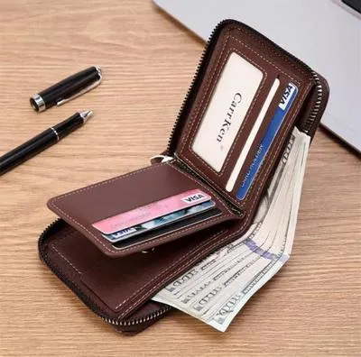 Black Leather Wallet for Men with Zipper Closure – Premium Men's Zip Wallet in Black, Brown & Dark Brown for Daily Use in Pakistan - Image 5
