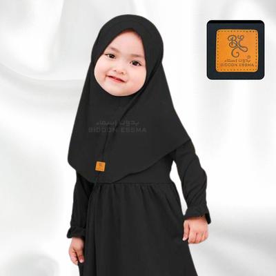Premium Quality Black Makhna Hijab for Girls 1-4 Years | Comfortable Kids Hijab - Image 2