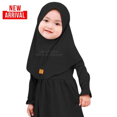 Premium Quality Black Makhna Hijab for Girls 1-4 Years | Comfortable Kids Hijab - Image 4