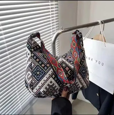 Bohemian Patterned Shoulder Hobo Bag for Women | Adjustable Strap Casual Handbag - Image 2