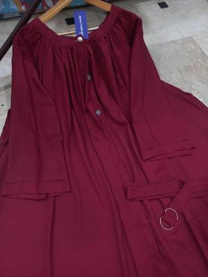Burgundy Georgette Full Abaya with Belt for Women | Maroon Modest Wear Abaya - Image 3