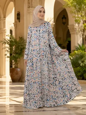 Georgette Printed Classic Abaya for Women | Floral Printed Long Abaya with Hidden Side Pocket - Image 3