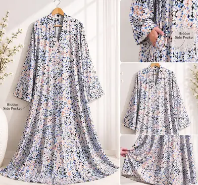 Georgette Printed Classic Abaya for Women | Floral Printed Long Abaya with Hidden Side Pocket - Image 5