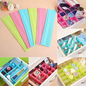 8PCS DIY Plastic Grid Drawer Dividers Adjustable Sock Underwear Dresser Organizers for Stationery Storage
