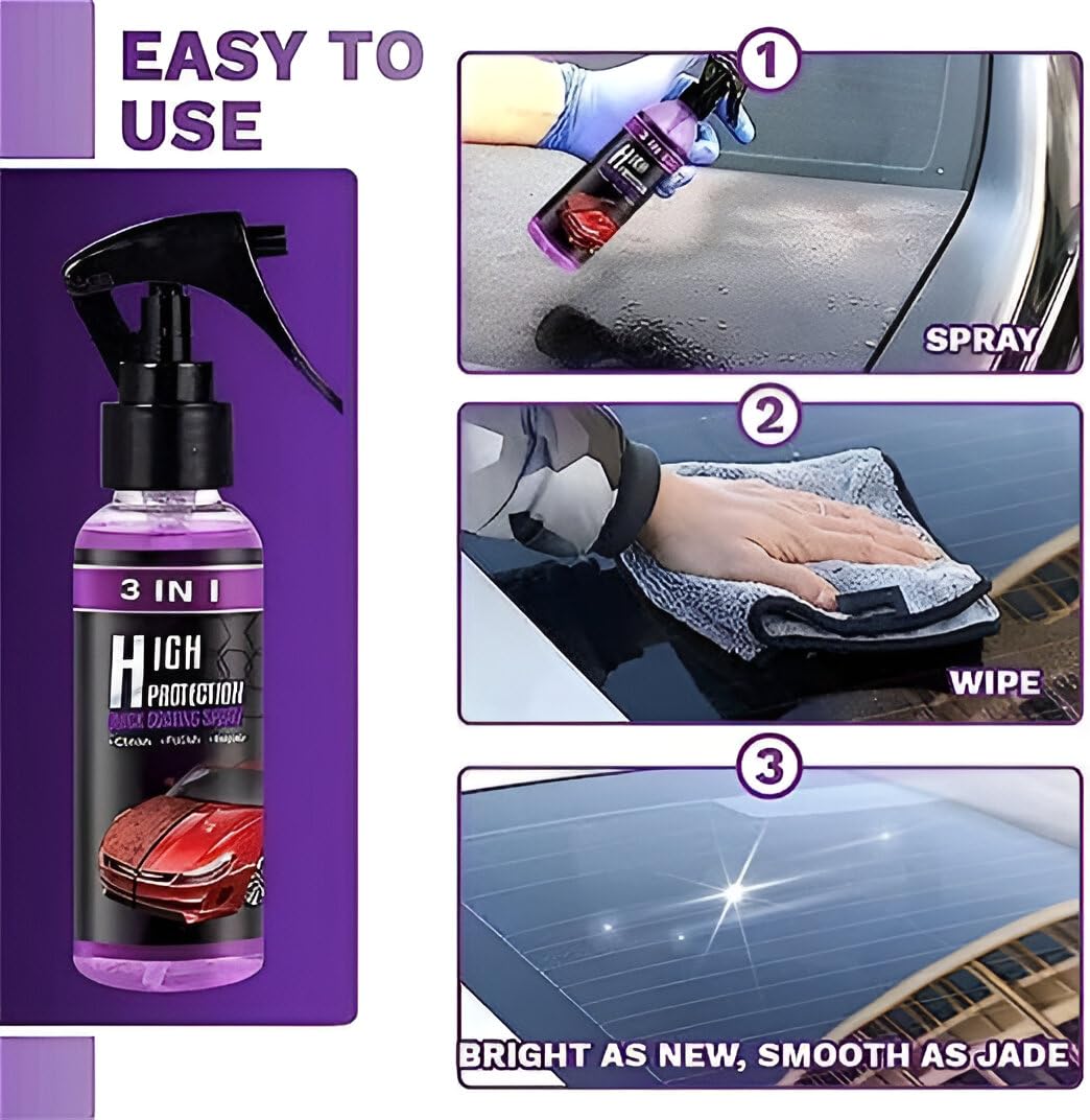 3-in-1 Car Coating Spray 100ml – Clean, Polish & Restore Faded Plastic, Fiber & Dashboard - Image 3