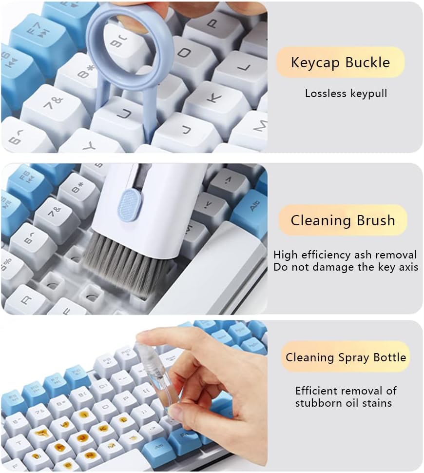 7 in 1 Computer Keyboard Cleaner Brush Kit – Multifunctional Cleaning Pen with Keycap Puller for Keyboard, Earbuds, Laptop, PC & Mobile - Image 2