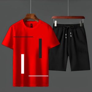 Vertical Stripes Printed T-Shirt & Shorts Set
