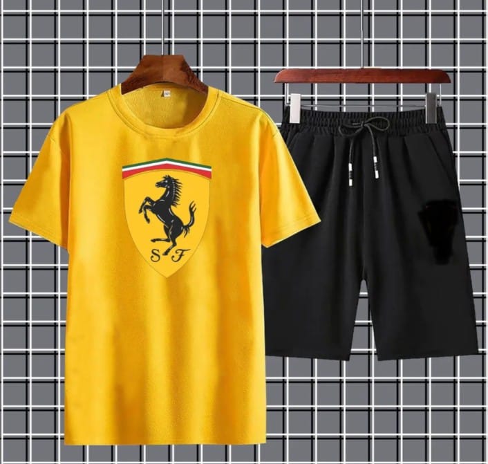 Ferrari-Inspired Logo T-Shirt & Shorts Set - Image 3