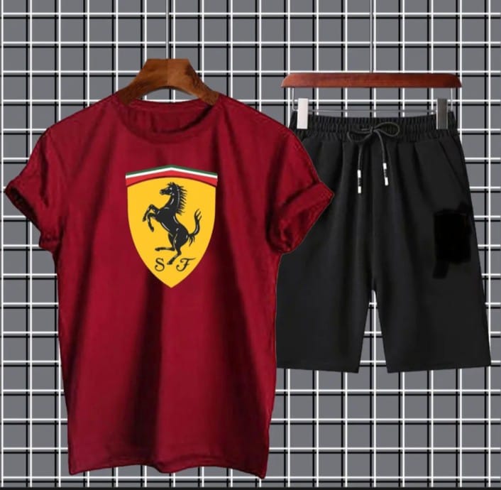 Ferrari-Inspired Logo T-Shirt & Shorts Set - Image 4