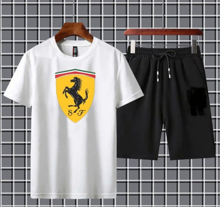 Ferrari-Inspired Logo T-Shirt & Shorts Set - Image 5