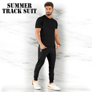 Men's Plain Round Neck T-Shirt & Trouser Set