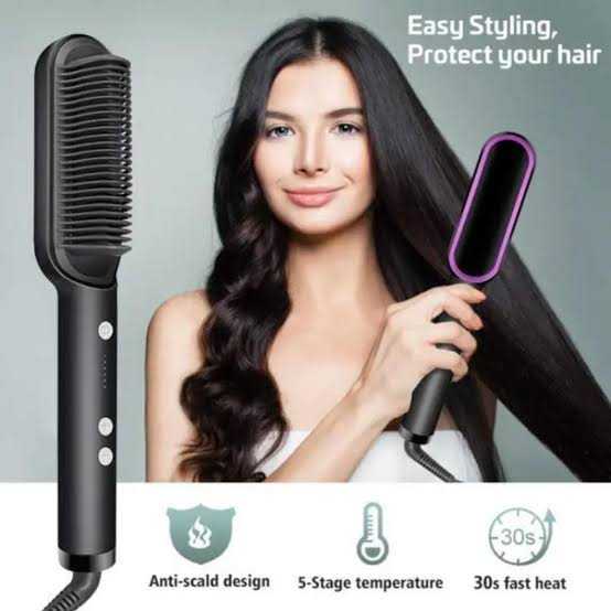 909 Hair Straightener Brush – Electric Hair Styling & Smoothing Brush for Women