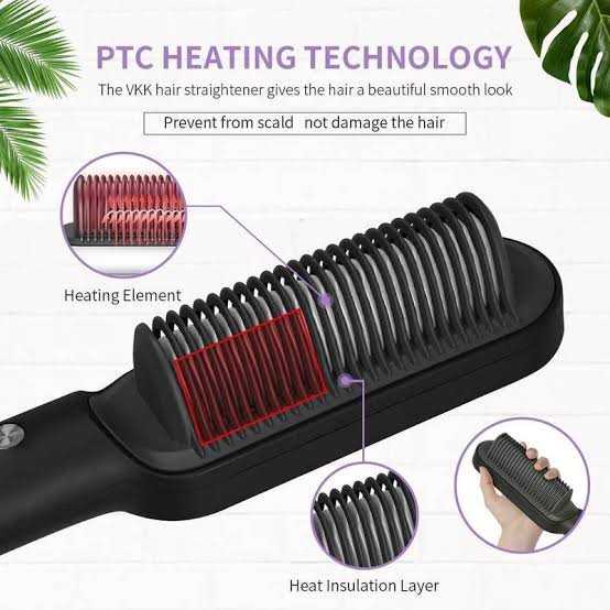 909 Hair Straightener Brush – Electric Hair Styling & Smoothing Brush for Women - Image 3