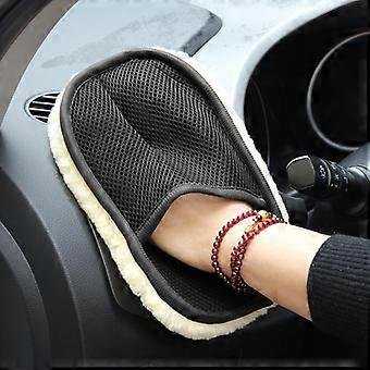 Black Car Cleaning Woolen Glove โ Soft Reusable Wash Mitt for Car, Bike & Vehicle Detailing - Image 2