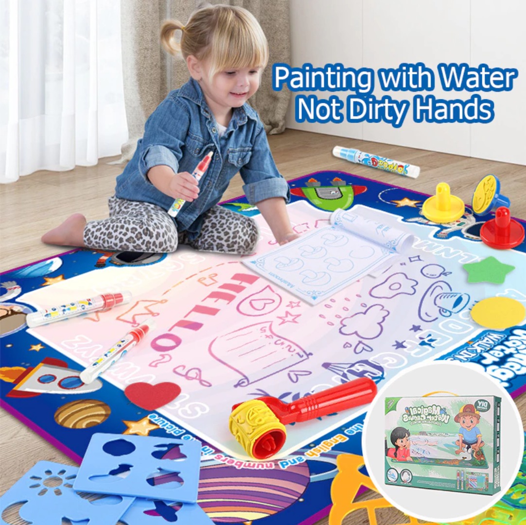 Water Magic Drawing Mat 80 × 60 cm – Reusable Mess-Free Educational Doodle & Painting Mat for Kids - Image 2
