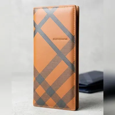 Men's Black Plaid Leather Wallet – Stylish Check Pattern Design with Multiple Card Slots & Cash Pocket - Image 4