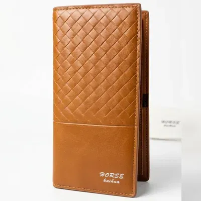 Men's Quilted Leather Wallet with Logo – Premium Bi-Fold Wallet with Multiple Card Slots & Cash Pocket | Black & Brown - Image 2