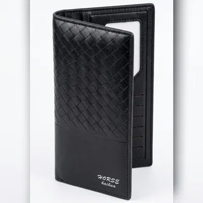 Men's Quilted Leather Wallet with Logo – Premium Bi-Fold Wallet with Multiple Card Slots & Cash Pocket | Black & Brown - Image 3