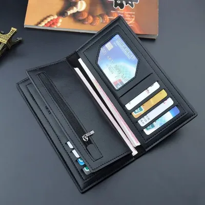 Modern Touch Long Wallet for Men & Women – Stylish Leather Organizer with 14 Card Slots & Zipper Pocket - Image 4