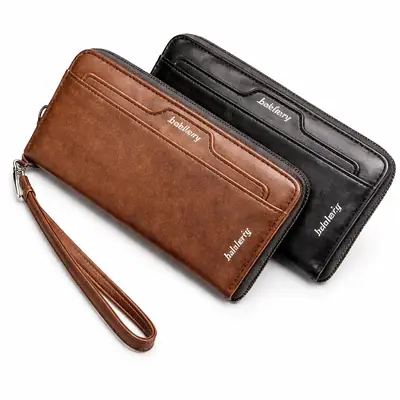 Baellerry Men's Long Zipper Wallet – Premium PU Leather Wallet with Multiple Card Slots & Cash Organizer | Black & Brown - Image 2