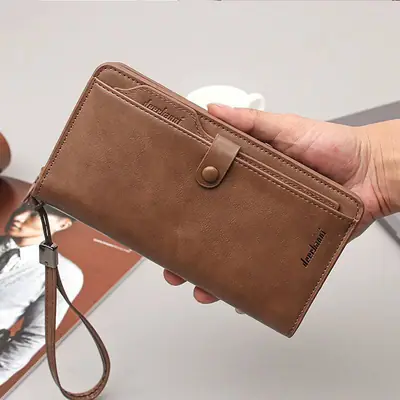 Baellerry Men's Long Zipper Wallet – Premium PU Leather Wallet with Multiple Card Slots & Cash Organizer | Black & Brown - Image 3