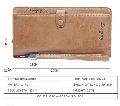 Baellerry Men's Long Zipper Wallet – Premium PU Leather Wallet with Multiple Card Slots & Cash Organizer | Black & Brown - Image 6