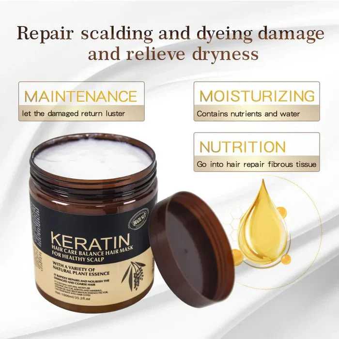 Keratin Hair Mask for Dry & Damaged Hair โ Deep Repair Treatment for Smooth, Frizz-Free & Shiny Hair - Image 3